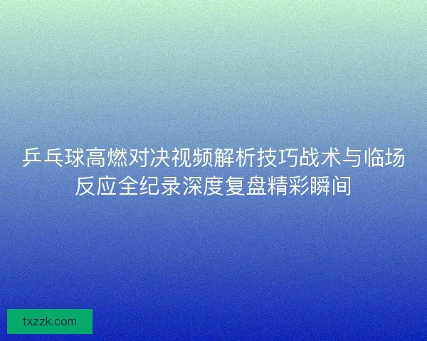 乒乓球高燃对决视频解析技巧战术与临场反应全纪录深度复盘精彩瞬间