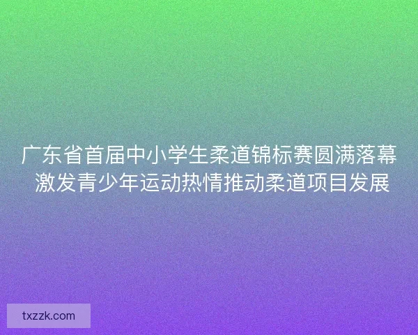广东省首届中小学生柔道锦标赛圆满落幕 激发青少年运动热情推动柔道项目发展