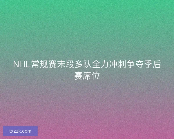 NHL常规赛末段多队全力冲刺争夺季后赛席位