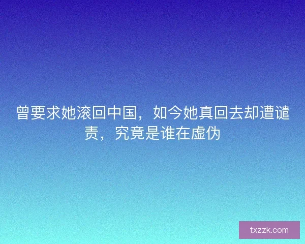 曾要求她滚回中国，如今她真回去却遭谴责，究竟是谁在虚伪